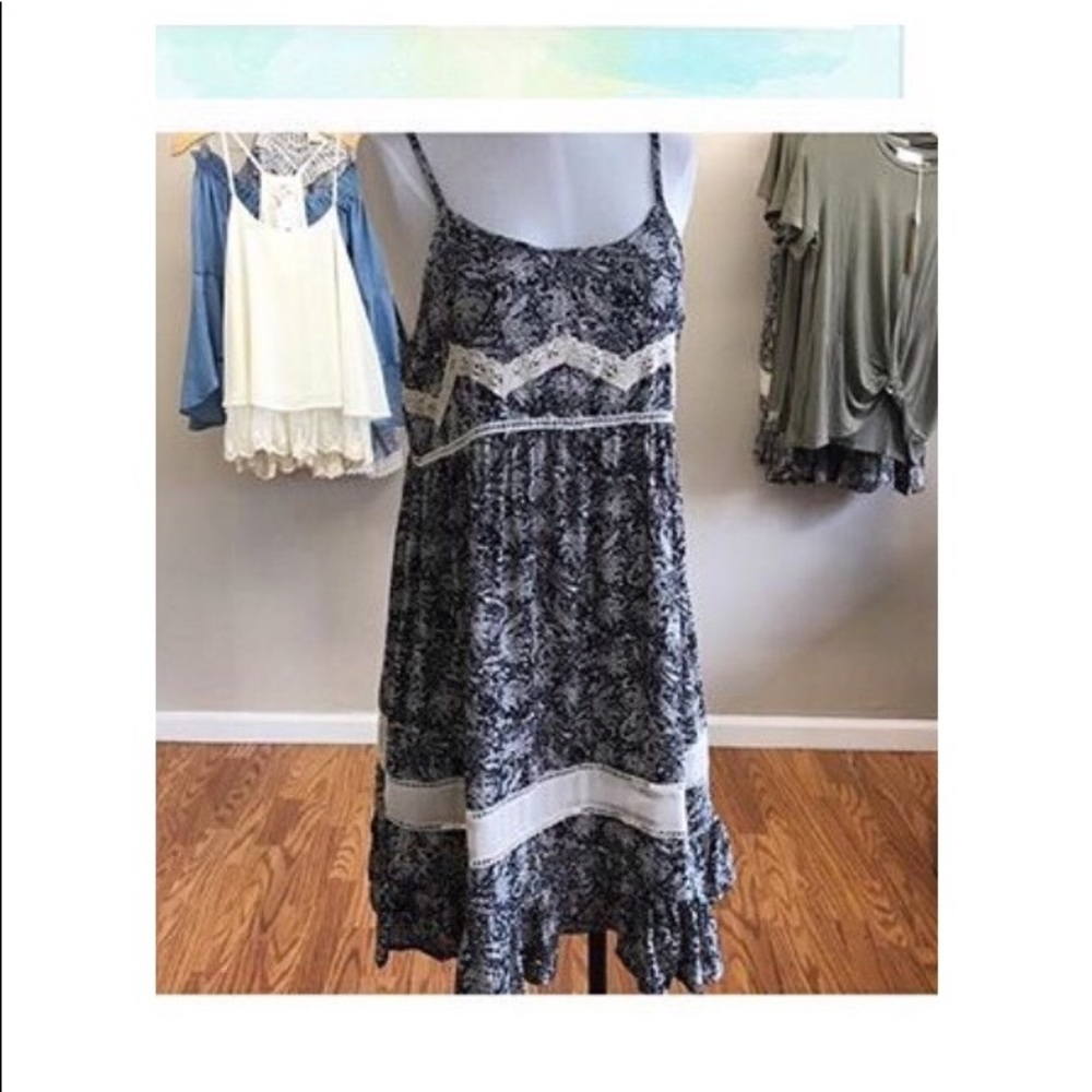 Black White and Lace Slip Dress NWT